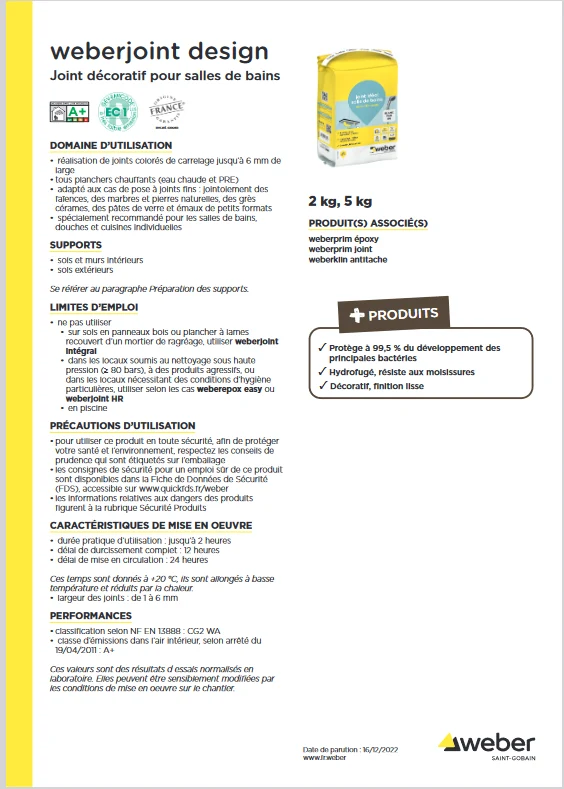 Weberjoint Mortier Décoratif Design - Chamois Pierre - 5KG