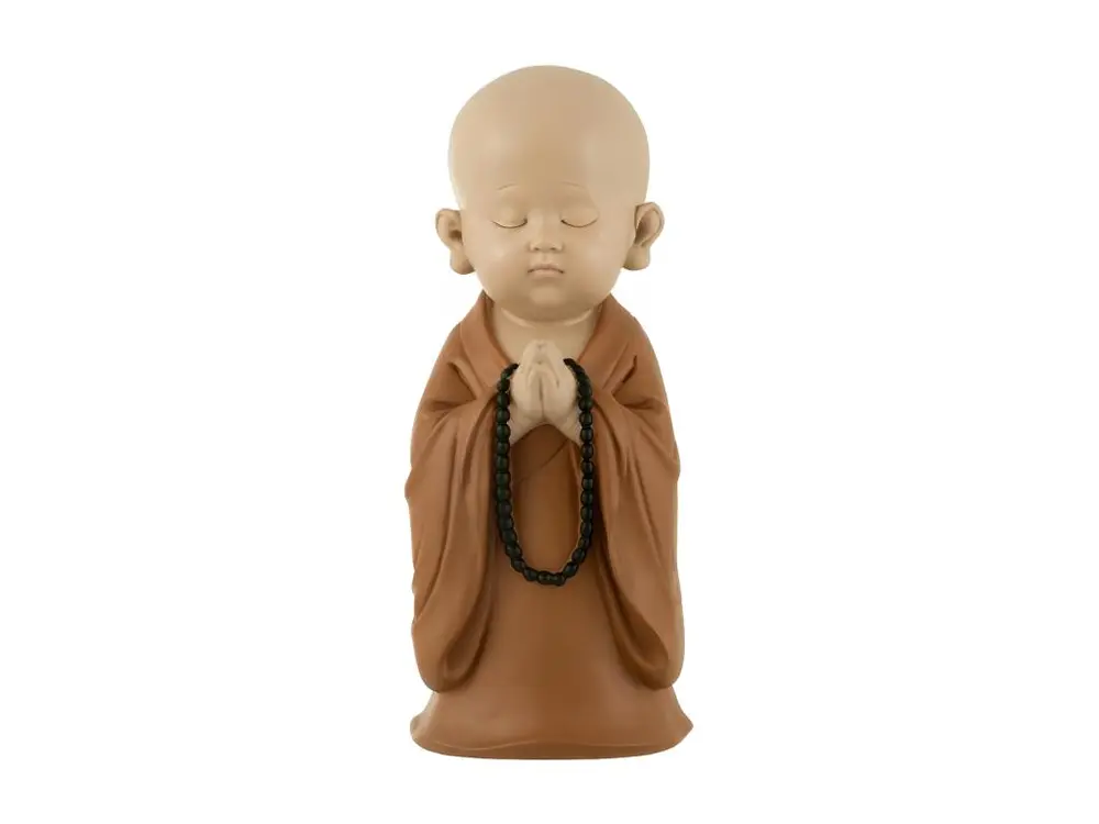 Statuette Déco "Moine Collier" 32cm Marron pour Salle de Bain