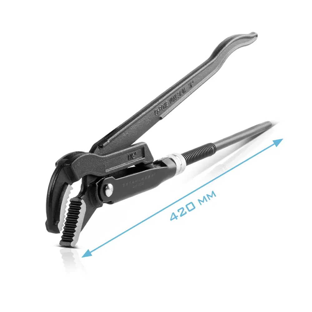 Flexible de raccordement Mécanisme d'acier pinces de tuyau de 1,5 "pouce (38 mm) S / 45 ° Chrom-Vanadium 420 mm File de po...