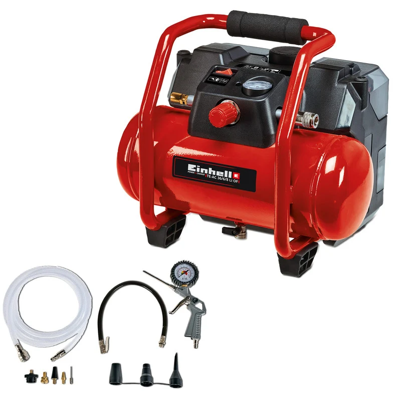 Compresseur sans fil 36V 6 litres EINHELL TE-AC 36/6/8 Li Set - Solo Power X-Change - génère nu