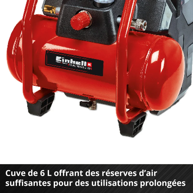 Compresseur sans fil 36V 6 litres EINHELL TE-AC 36/6/8 Li Set - Solo Power X-Change - génère nu