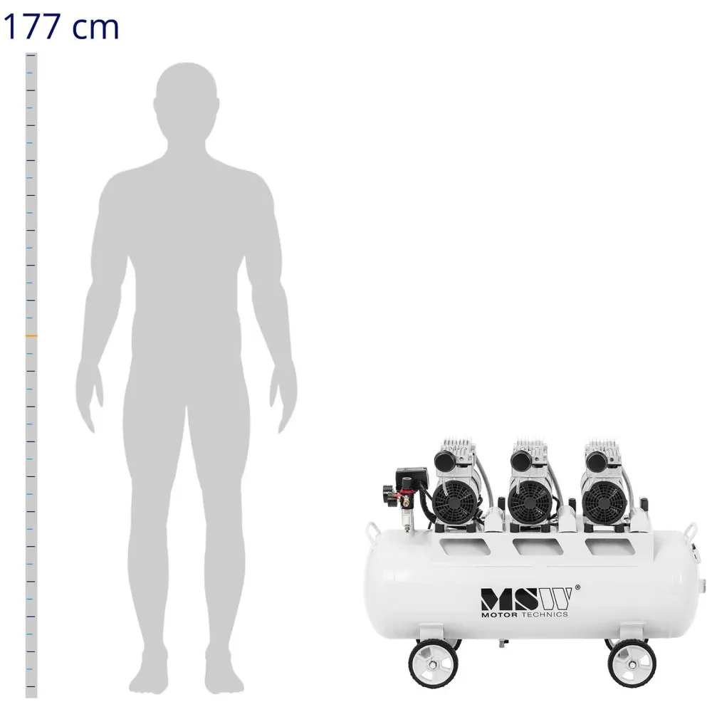 Compresseur sans huile 65 litres 3 x 750 watts aluminium acier blanc 14_0008730