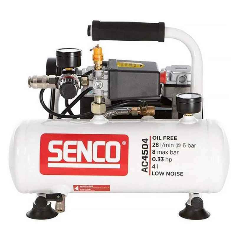 Lot finition SENCO: Cloueur Finishpro18BL G18 + compresseur AC4504 + tuyau spiralé - Senco-B5 18V | 2 Batteries