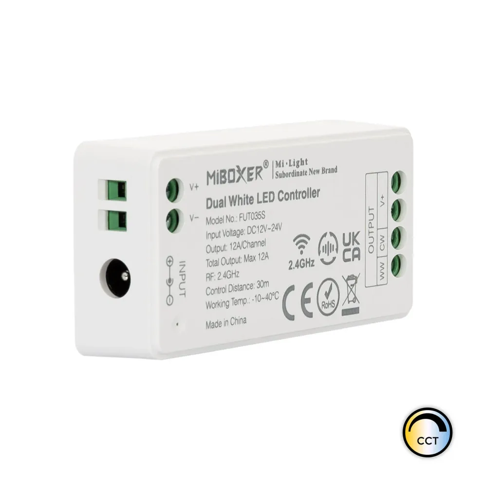 Variateur sans fil Variateur CCT LED MiBoxer FUT035S 12/24V DC, contrôleur électronique.
