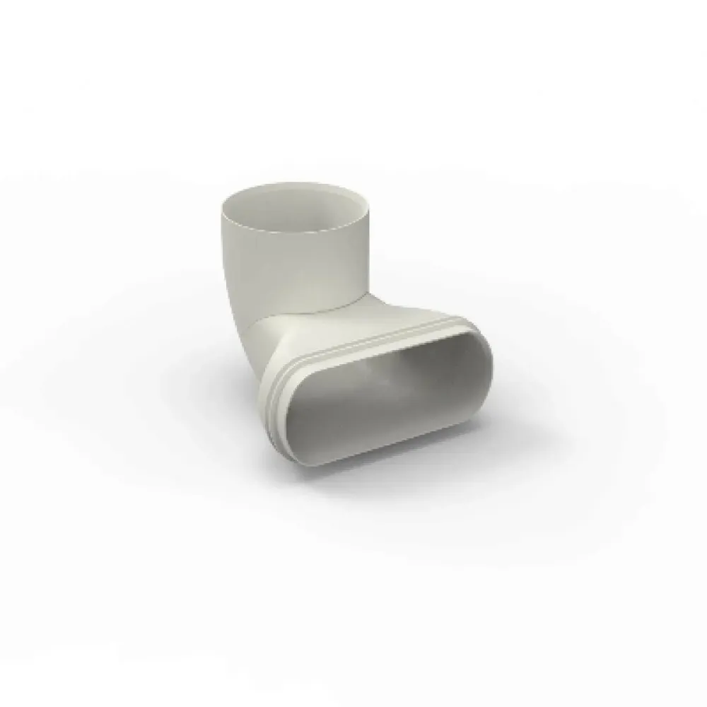 Coude mixte vertical 90°pour conduits oblongs 140x64mm D80mm Easyflex Renson pour tableau électrique