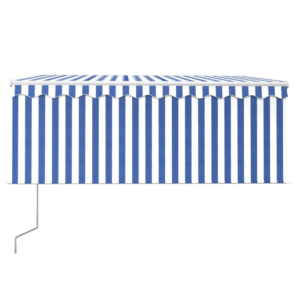 Auvent automatique store LED capteur de vent 3x2,5 m Bleu/blanc pour diagnostics de bâtiment
