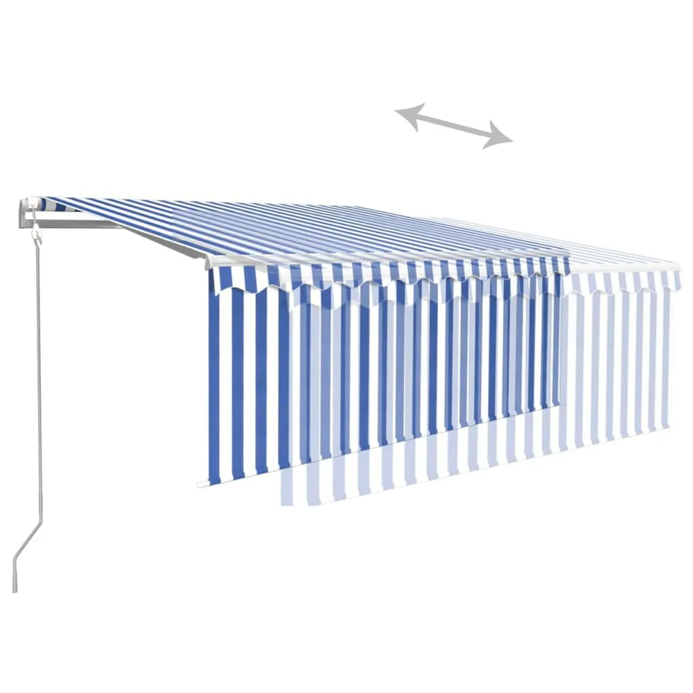 Auvent automatique store LED capteur de vent 3x2,5 m Bleu/blanc pour diagnostics de bâtiment