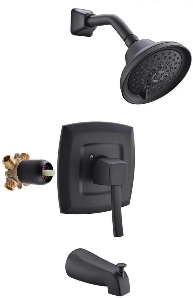 Appaso Douche Système Douche Robinet ensemble Baignoire et Douche Valve Kit Terne Black 110Mo