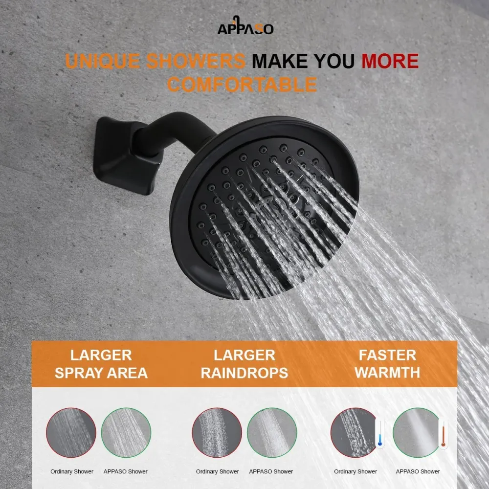 Appaso Douche Système Douche Robinet ensemble Baignoire et Douche Valve Kit Terne Black 110Mo