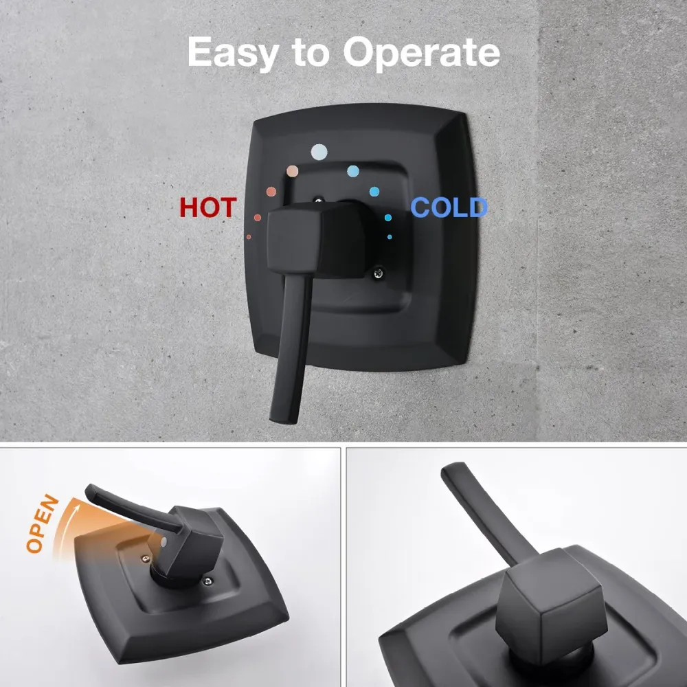 Appaso Douche Système Douche Robinet ensemble Baignoire et Douche Valve Kit Terne Black 110Mo