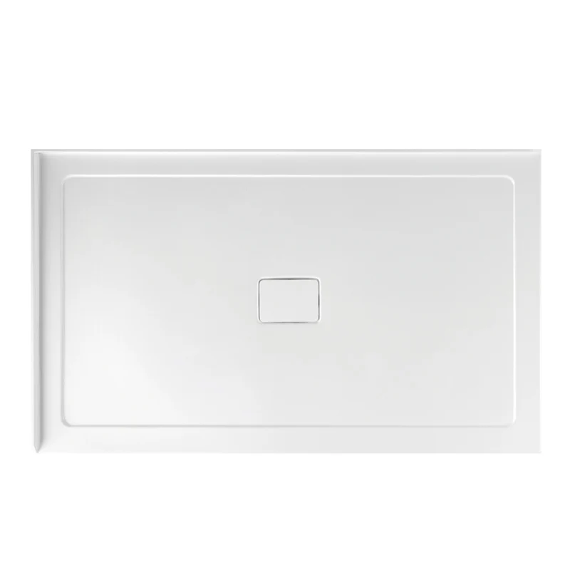 Base de douche rectangulaire à 2 murs, drain central, gauche vers le mur, 60 x 32 x 3 po
