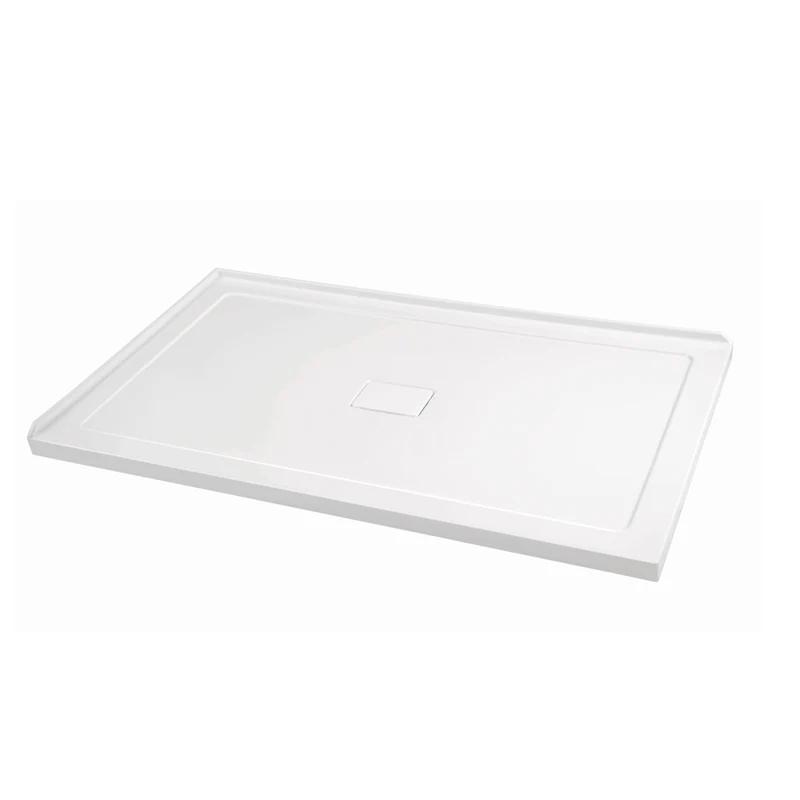 Base de douche rectangulaire à 2 murs, drain central, gauche vers le mur, 60 x 32 x 3 po