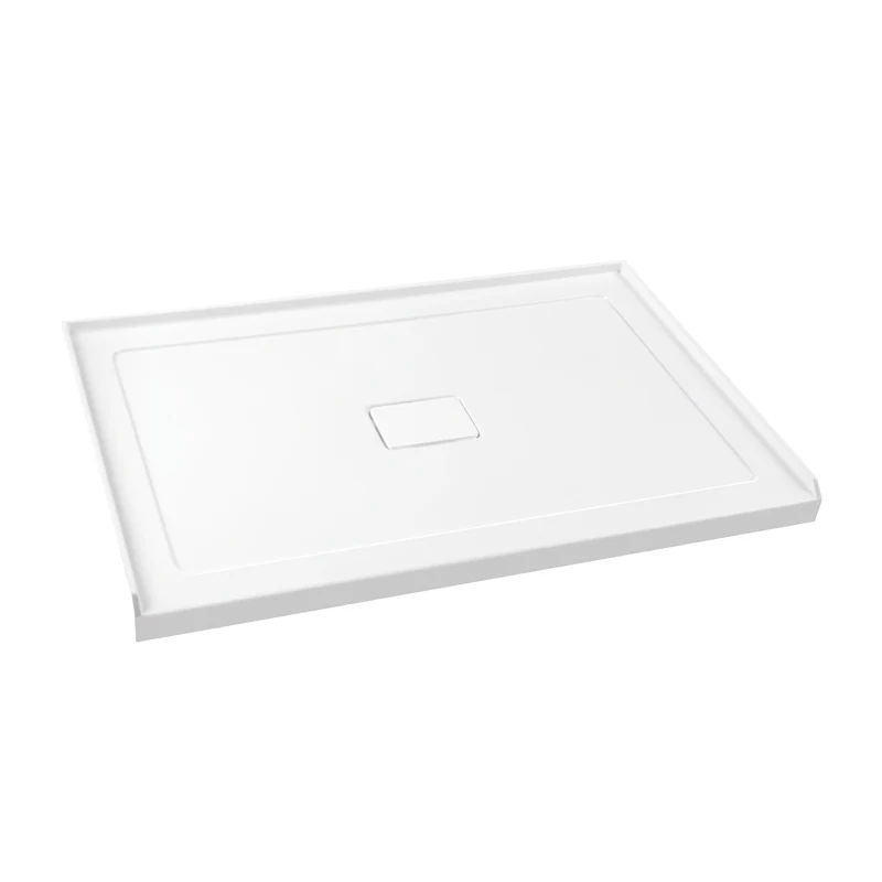 Base de douche rectangulaire à 3 parois avec drain central 60 x 32 x 3 po