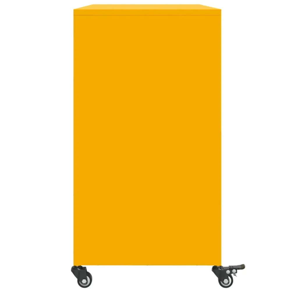 Buffet bahut commode armoire meuble de rangement organisateur cuisine salle de séjour salon jaune moutarde 100,5 x 39 x 72...