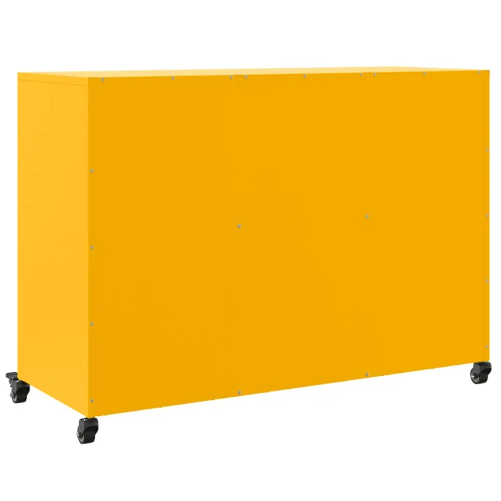 Buffet bahut commode armoire meuble de rangement organisateur cuisine salle de séjour salon jaune moutarde 100,5 x 39 x 72...