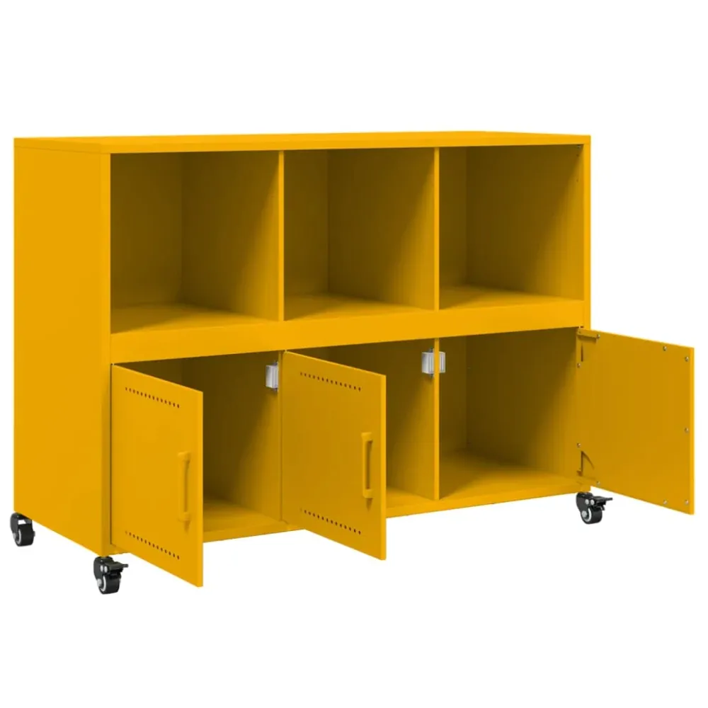 Buffet bahut commode armoire meuble de rangement organisateur cuisine salle de séjour salon jaune moutarde 100,5 x 39 x 72...