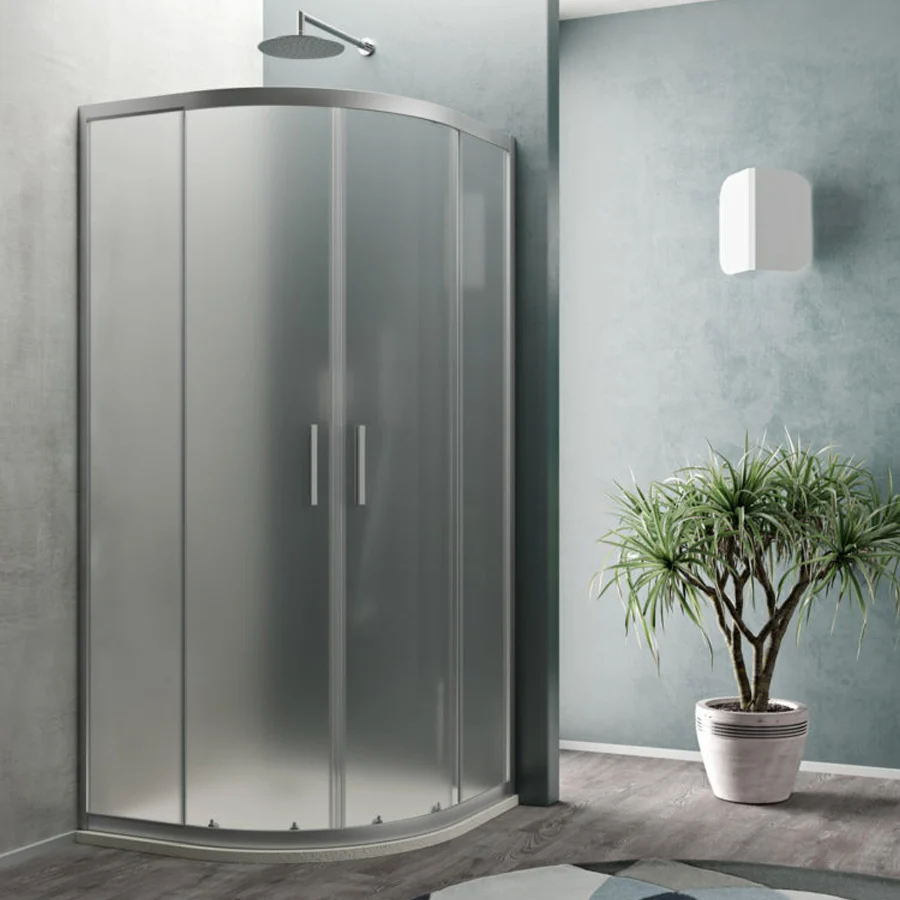 Cabine de douche semi-circulaire 90x90 cm Smart ouverture coulissante en verre trempé plein de 6 mm