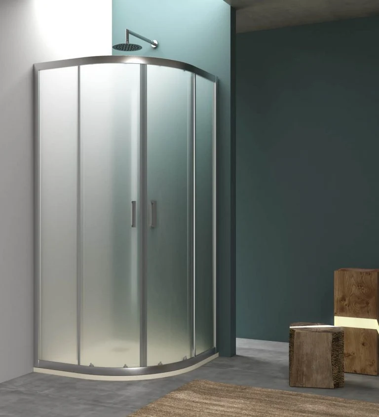 Cabine de douche semi-circulaire 90x90 cm Smart ouverture coulissante en verre trempé plein de 6 mm
