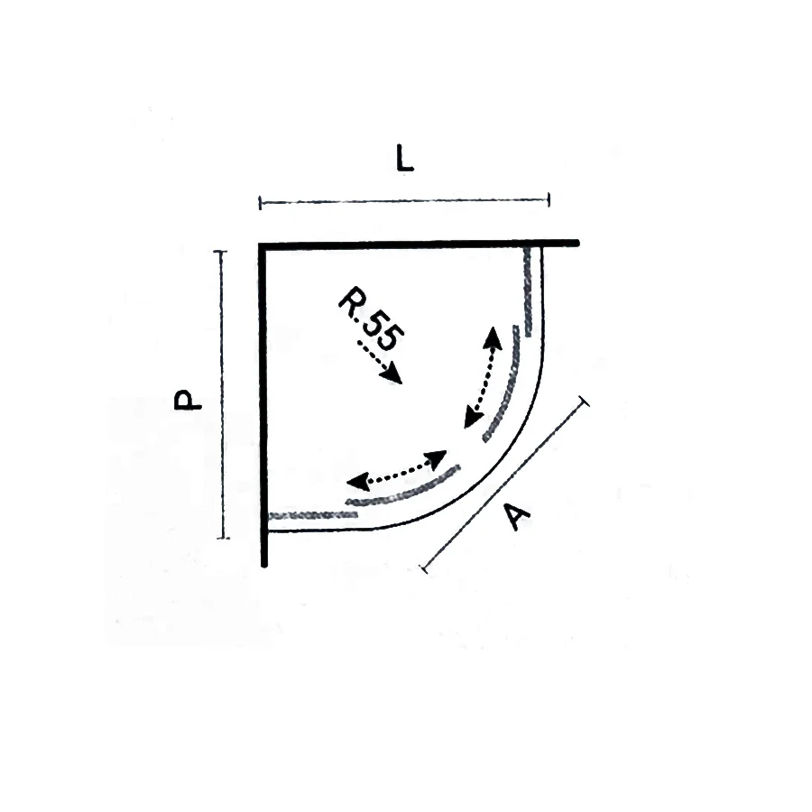 Cabine de douche semi-circulaire 90x90 cm Évolué ouverture coulissante en verre trempé transparent de 6 mm