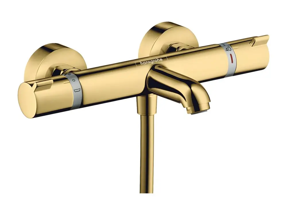 Certifié NF Sanitaire Mitigeur bain douche thermostatique HANSGROHE Ecostat Comfort aspect doré poli