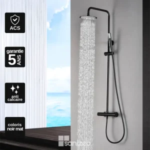 Colonne de Douche Thermostatique anti-calcaire Noir Mat IMEX MONZA BTM039/NG