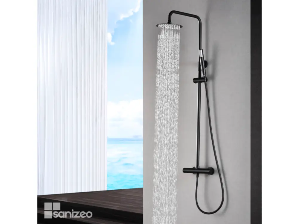 Colonne de Douche Thermostatique anti-calcaire Noir Mat IMEX MONZA BTM039/NG