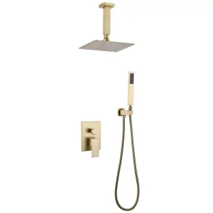 Composition mitigeur de douche au plafond Doré brossé - Sirius