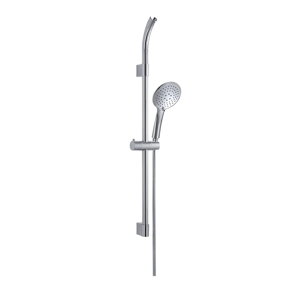 Ensemble de douche à 3 jets complet avec barre coulissante, pomme de douche et adaptable modèle TECH_02 chrome brillant