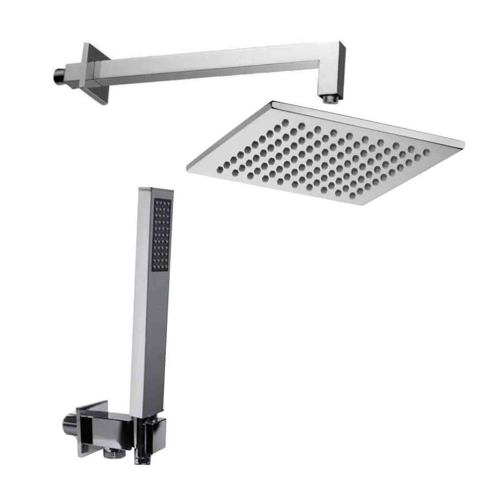Kit de douche 075AG avec pomme de douche, bras de douche et set duplex Paffoni avec adaptable en argent