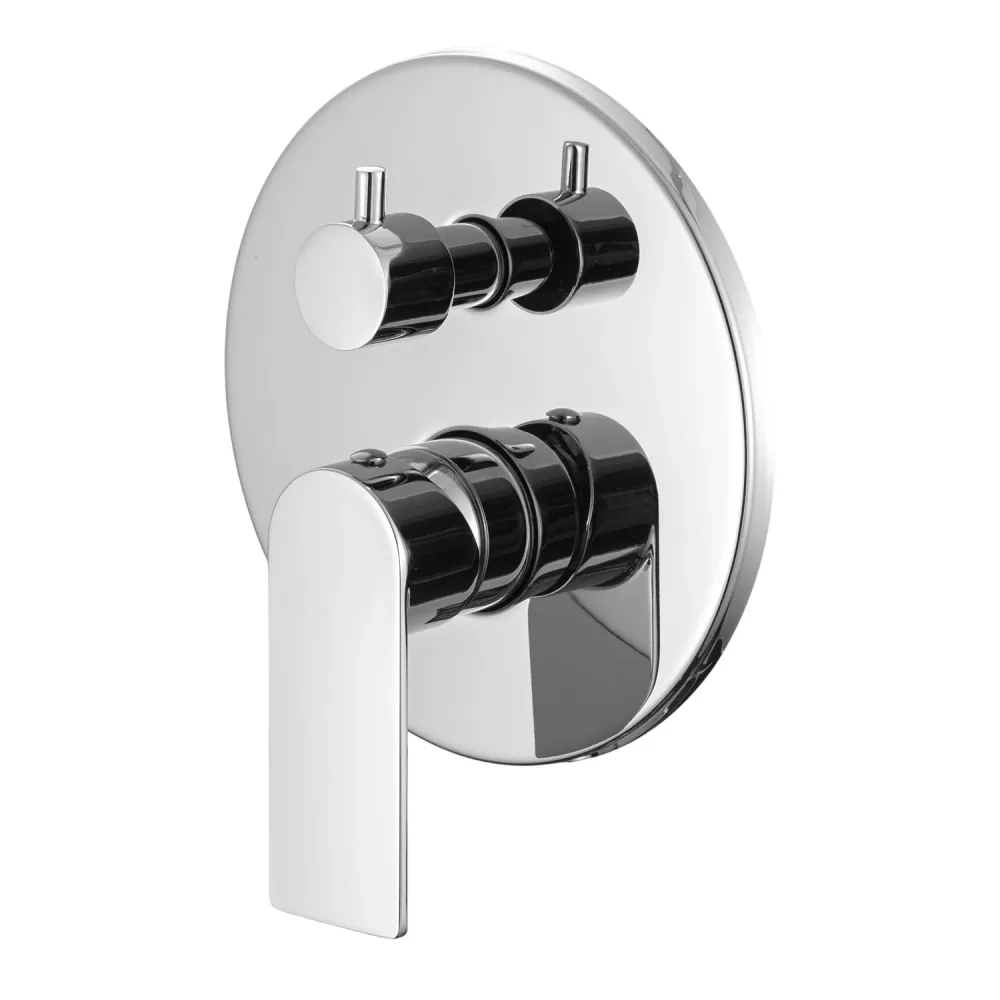 Kit de douche encastré à deux voies avec pomme de douche ronde 300 mm en laiton chromé Ottomix
