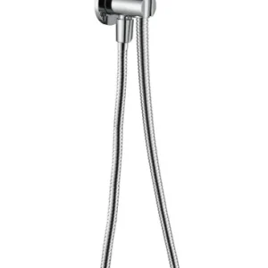 Kit de douche rond avec douchette minimale cylindrique en ABS chromé, adaptable et prise d'eau