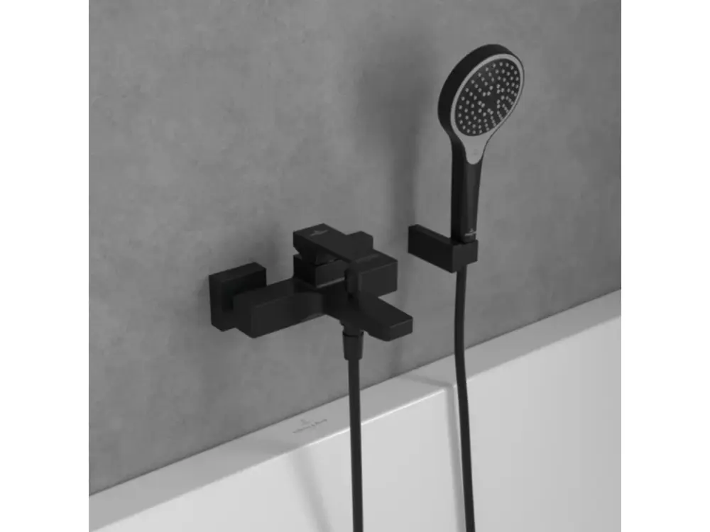 Mitigeur bain douche mécanique VILLEROY ET BOCH Architectura Square Matt Noir jais