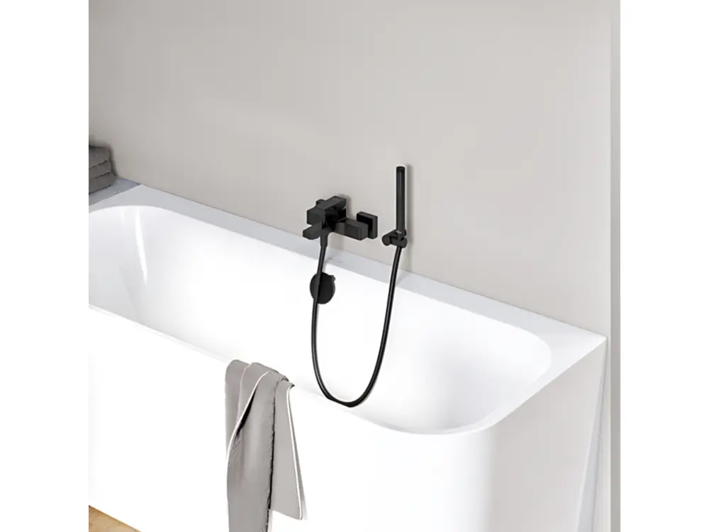Mitigeur bain douche mécanique VILLEROY ET BOCH Architectura Square Matt Noir jais