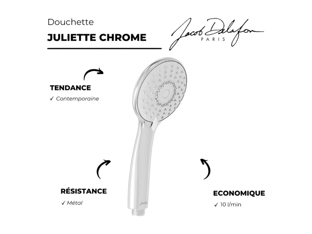 Mitigeur de douche Pommeau de douche JACOB DELAFON Juliette chromé