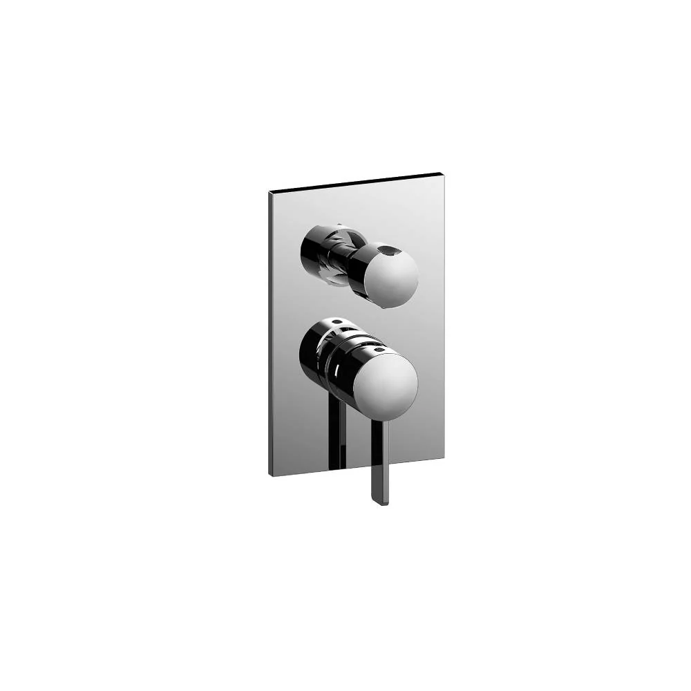 Mitigeur de douche série Rock modèle RO019ST/M avec plaque en acier inoxydable aspect acier Paffoni