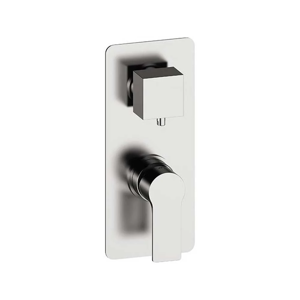 Mitigeur monocommande douche avec déviateur 3 voies total avec corps encastré et plaque rectangulaire de luxe collection E...