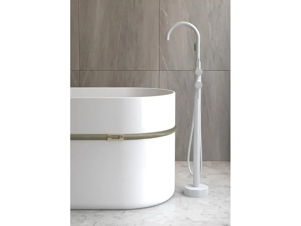 Mitigeur mural Robinet mitigeur bain-douche sur pied Blanc - Corbeau