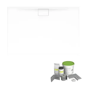 Pack receveur de douche antidérapant 100 x 90 VILLEROY ET BOCH Architectura Metalrim rectangle blanc + Kit d'étanchéi...