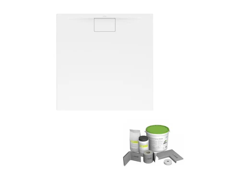 Pack receveur de douche antidérapant 90 x 90 VILLEROY ET BOCH Architectura Metalrim carré blanc + Kit d'étanchéité WEDI