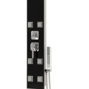 Panneau de douche pomme de douche robinet verre acier inoxydable 130 cm noir 02_0003433