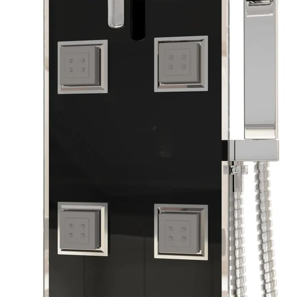 Panneau de douche pomme de douche robinet verre acier inoxydable 130 cm noir 02_0003433