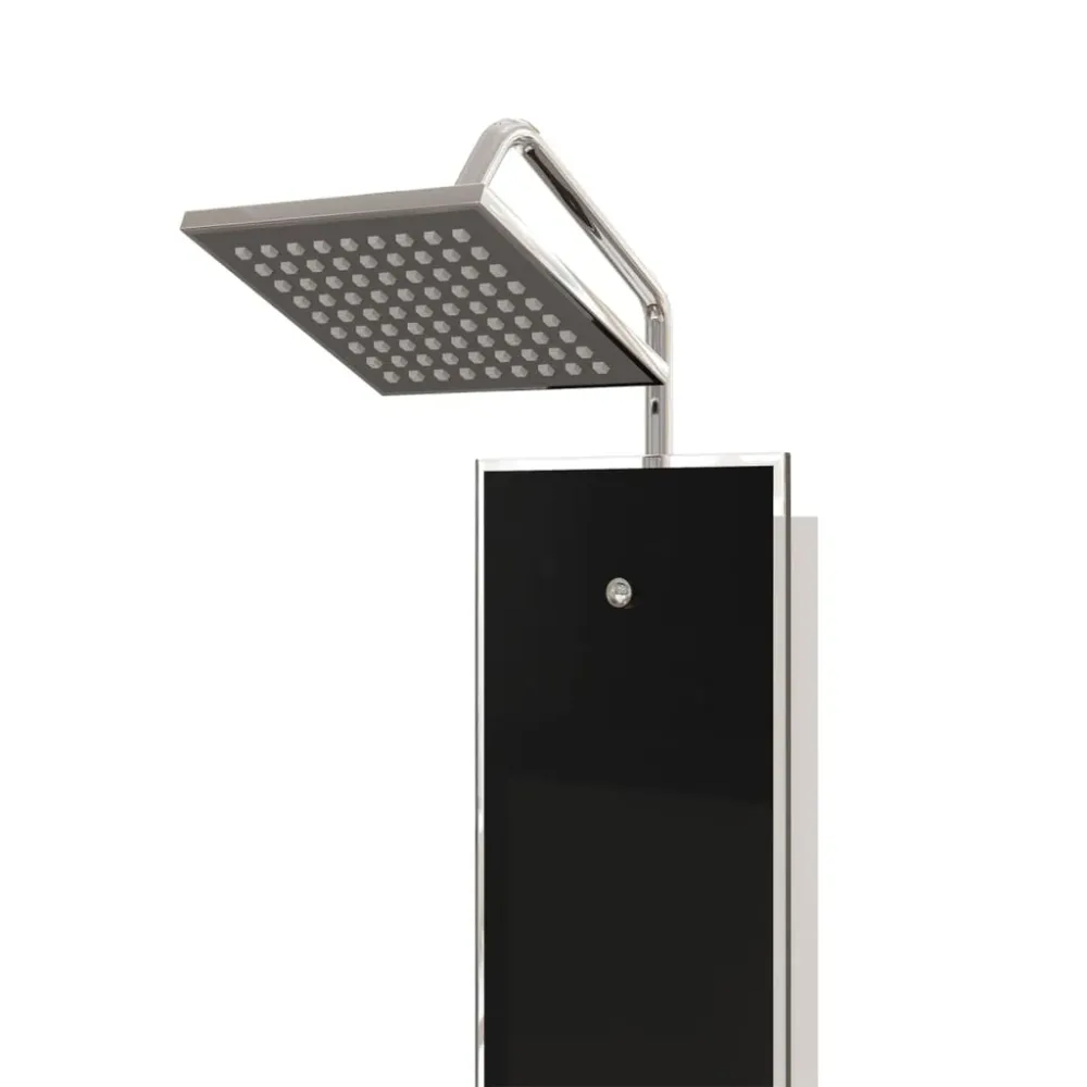 Panneau de douche pomme de douche robinet verre acier inoxydable 130 cm noir 02_0003433