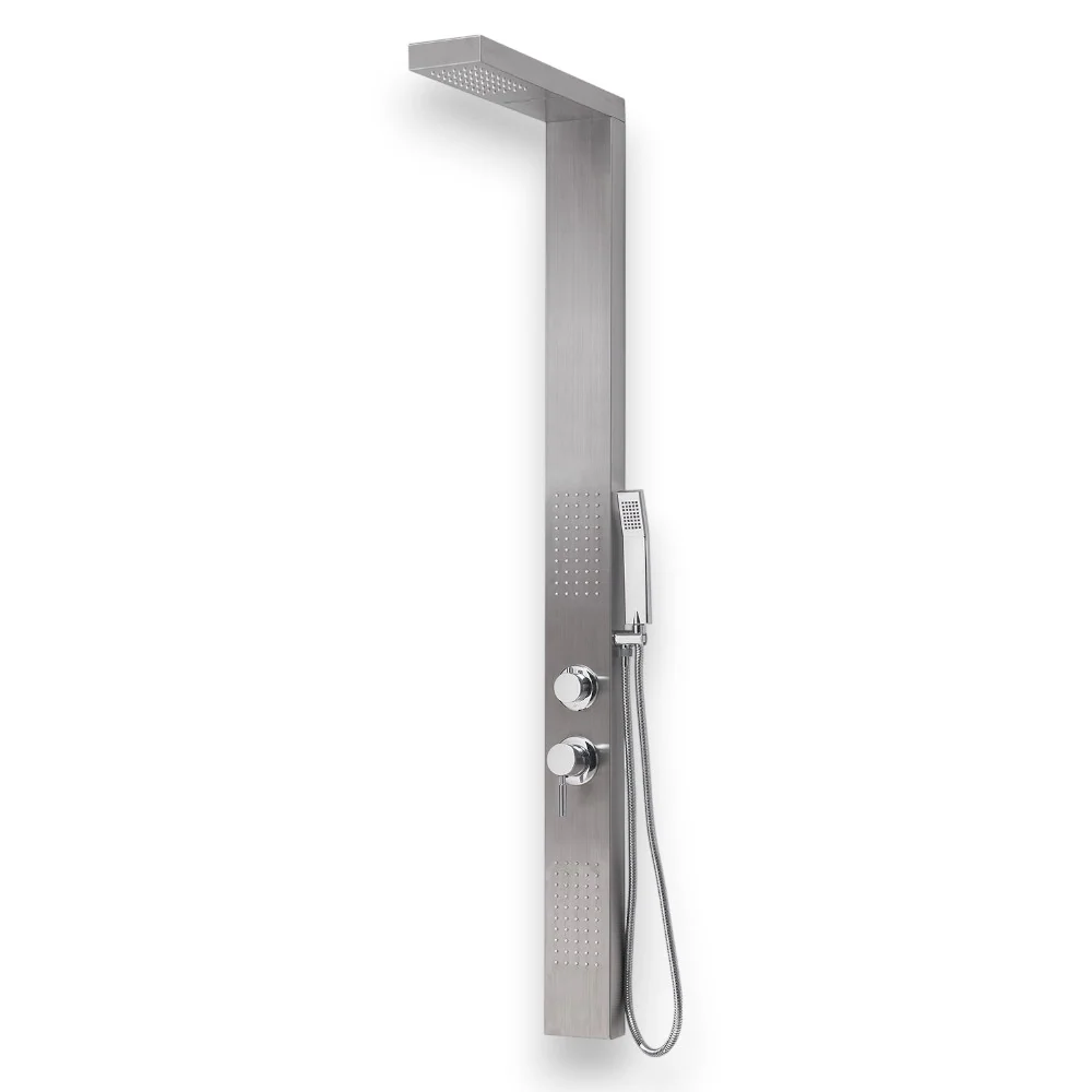 Pannello doccia acciaio inox h155 cm con getto cascata e deviatore acqua 4 vie Cascade 00