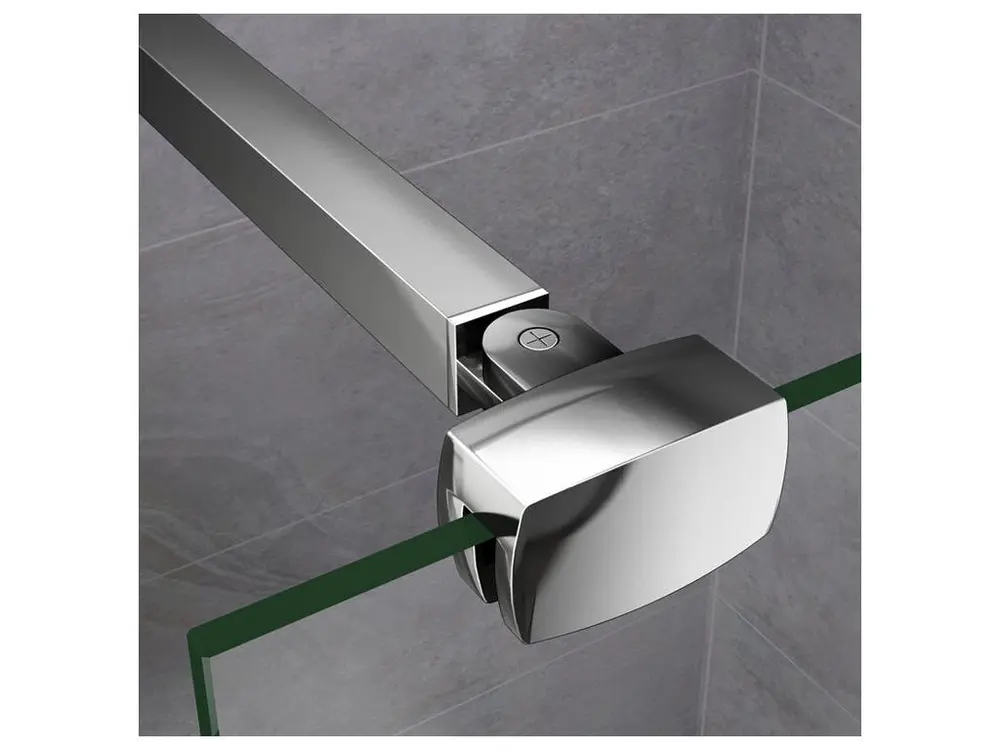 Paroi de douche 110x200cm avec barre de fixation 90cm pince renforcée, paroi de douche à l'italienne en 8mm verre ban...