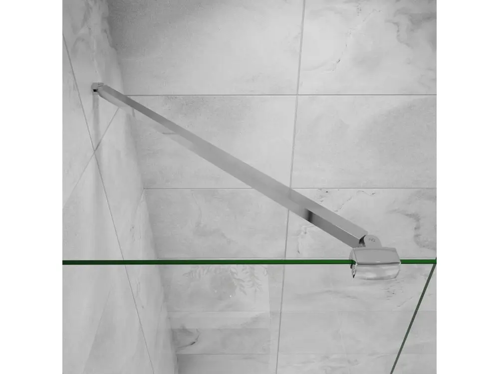 Paroi de douche 110x200cm avec barre de fixation 90cm pince renforcée, paroi de douche à l'italienne en 8mm verre ban...