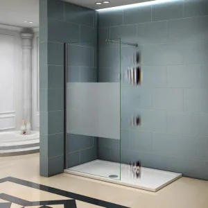 Paroi de douche 140x200cm avec barre de fixation 73-120cm en carré, paroi de douche à l'italienne en 8mm verre bande...