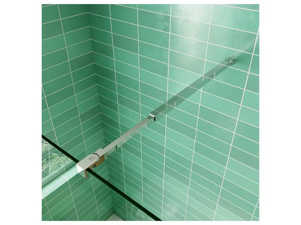 Paroi de douche 140x200cm avec retour pivotant 50x200cm en verre securit, paroi de douche à l'italienne avec barre de...
