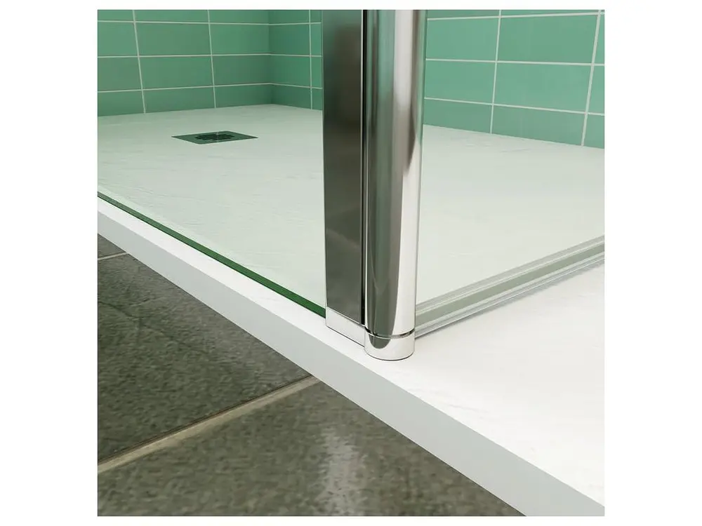 Paroi de douche 140x200cm avec retour pivotant 50x200cm en verre securit, paroi de douche à l'italienne avec barre de...