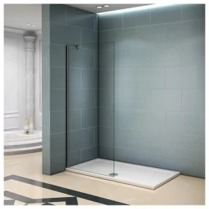 Paroi de douche 70x200cm avec barre de fixation d'angle 45cm, profilé en chromé, paroi de douche à l'italienne e...