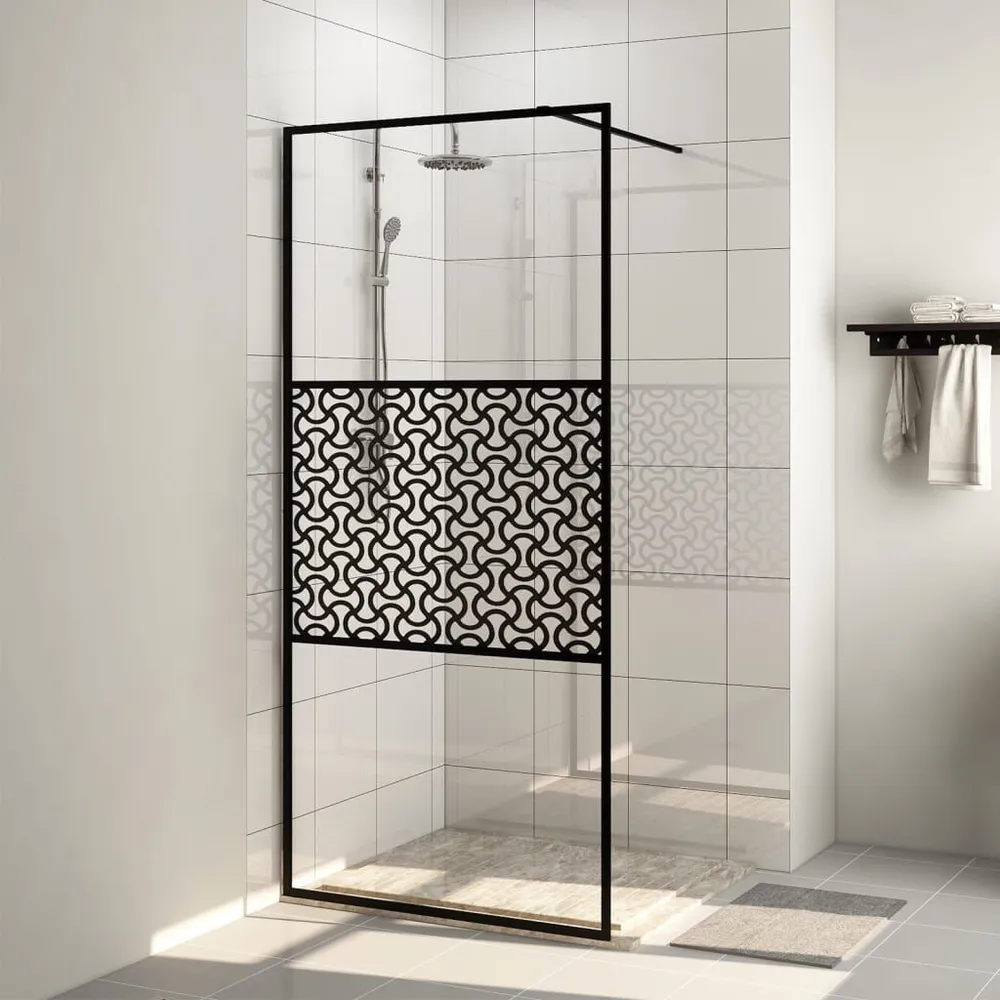 Paroi de douche avec verre ESG translucide 100x195 cm Noir